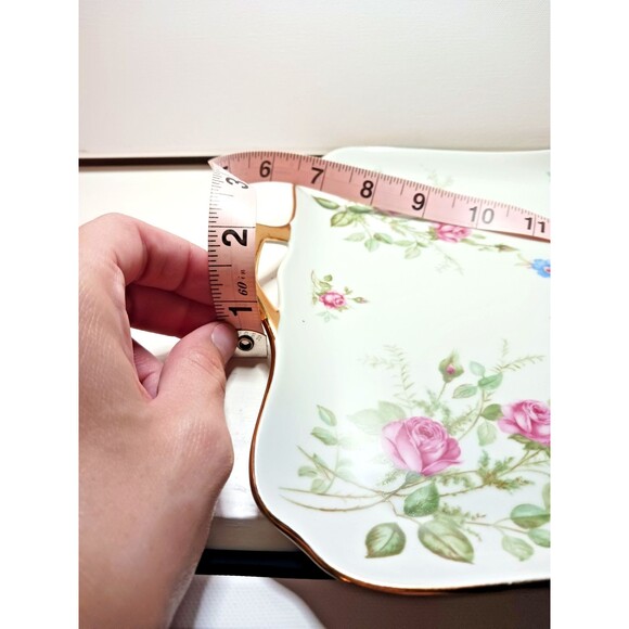 Cico Bavaria German Porcelain Serving Tray with Pink Roses circa 1940s - Picture 11 of 12